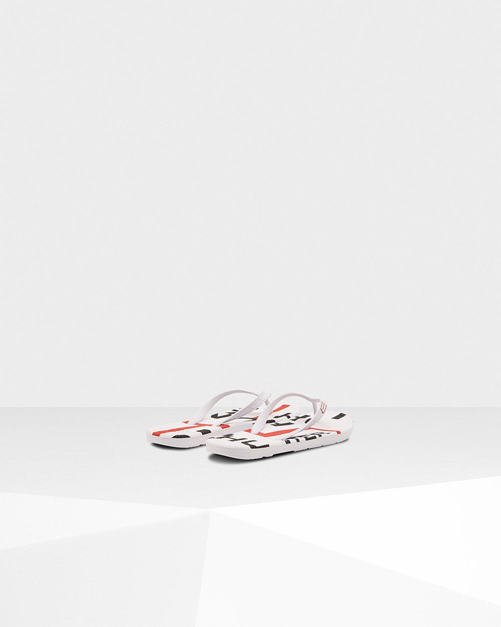 Womens Flip Flops - Hunter Original Exploded Logo (81NHFTAZS) - White